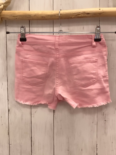   Shorts  Gr. 134  rosa weiße Blumen Fransensaum Bund verstellbar 