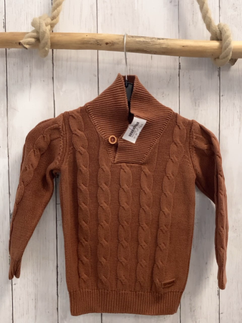 Jako-o  Pullover  Gr. 92  braun Strick großer Kragen Zöpfe 