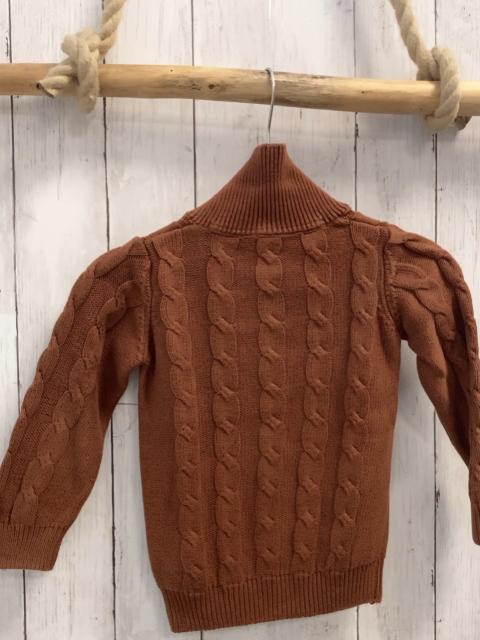 Jako-o  Pullover  Gr. 92  braun Strick großer Kragen Zöpfe 