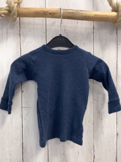 Dilling  Pullover  Gr. 80  blau Rippen Merinowolle 