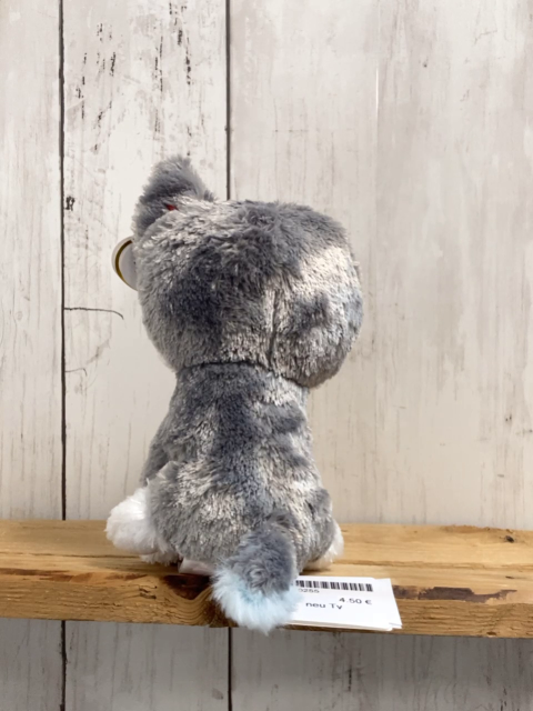 neu Ty  Plüschspielzeug  weiß grauer Hund mit hellblauen Ohren 