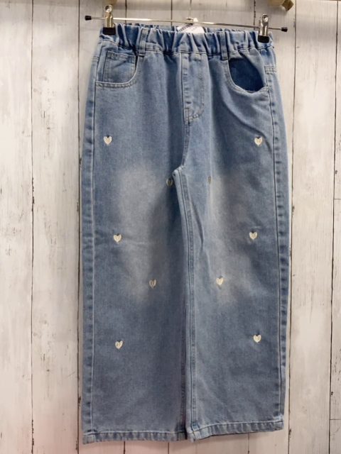   Hose  Gr. 134  blau Jeans weiße Herzen 
