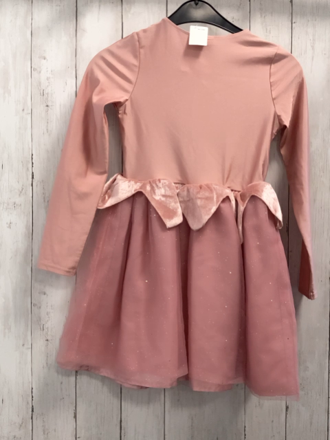 H&M  Kleid  Gr. 134/140  rosa Oberteil mit schwarzem Gesicht Tüll+berrock mit Glitzerpunkten 