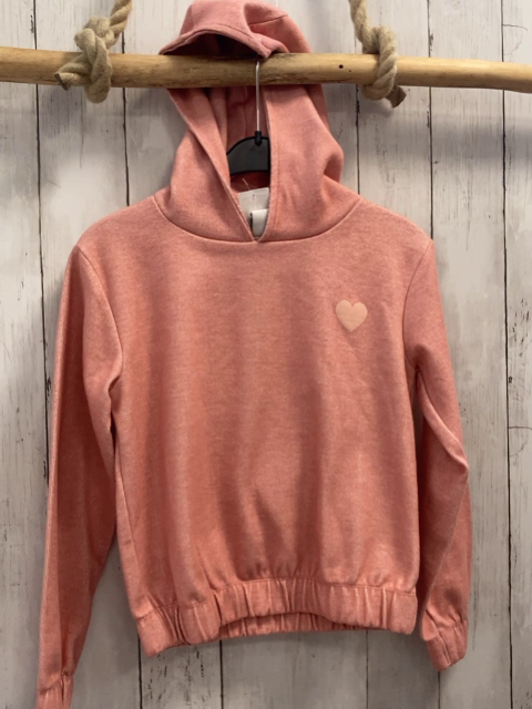  Pullover Gr. 134  rosa Strick Kapuze