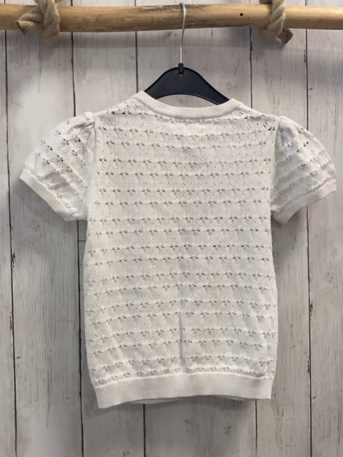 H&M Strickjacke Gr. 122  weiß kurze Ärmel Lochmuster