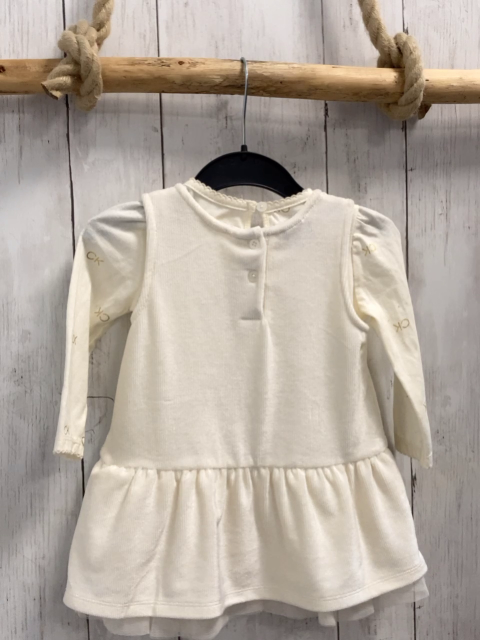 2tlg Calvin Klein Jeans  Langarmshirt + Kleid  Gr. 74  creme Rippen + goldene Knöpfe + Schrift 