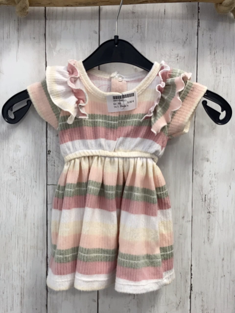 Delia´s  Kleid  Gr. 68  weiß lachs gelb kiwi rosa Streifen Rüschenärmel 