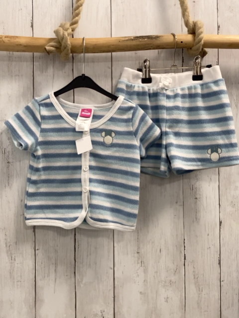 2tlg Disney  Kurzjacke + Shorts  Gr. 92  weiß mint petrol Streifen Strick Minnie Mouse 