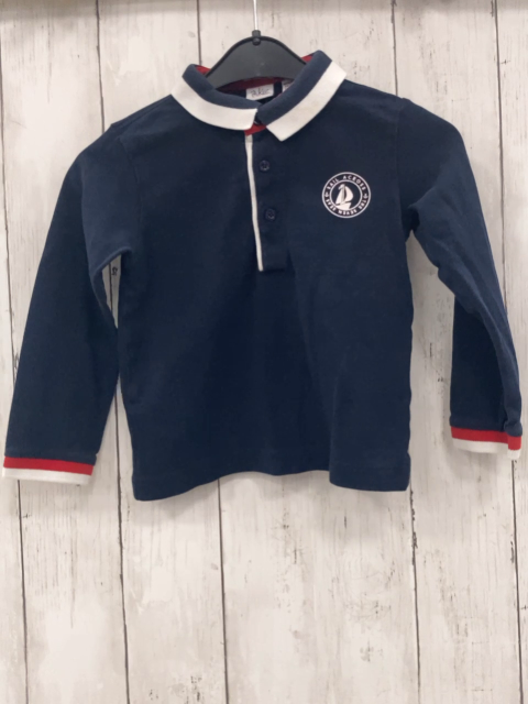 blukids Langarmshirt Gr. 92  blau rot weiße streifen am Bund