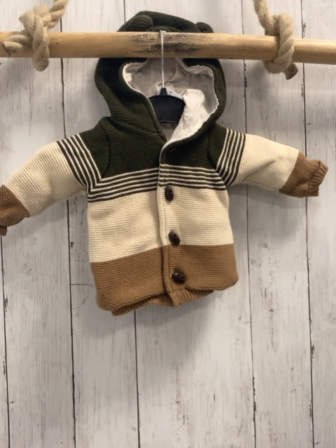  Strickjacke Gr. 62  oliv beige braun 