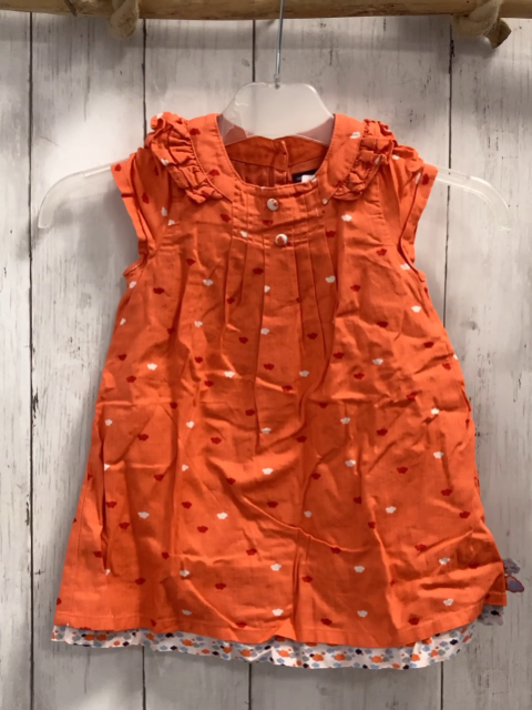 Sergent Major  Kleid  Gr. 80  orange Rüschen weiß rote Schmetterlinge + weißer Saum mit orange hellblau schwarzen Wolken 