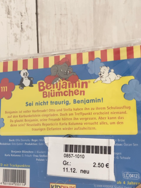 neu  CD Benjamin Blümchen Sei nicht traurig Benjamin