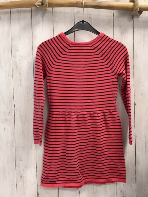 S´ Oliver  Kleid  Gr. 122  hellrot schwarze Streifen Schrift mit silber Pailetten 