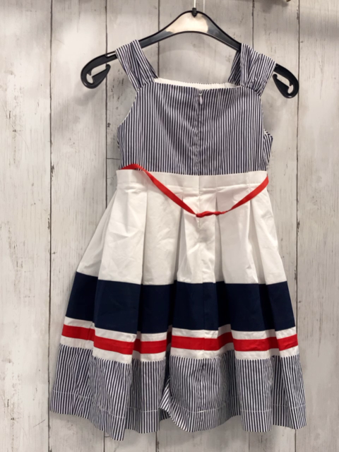 Mayoral  Kleid  Gr. 122  weiß blau rot mit Streifen + rotem Gürtel 