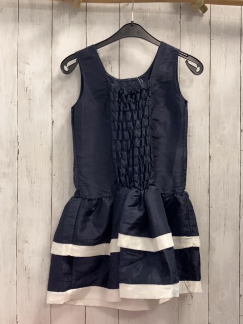   Kleid  Gr. 140  blau weiße Streifen + Rosette 