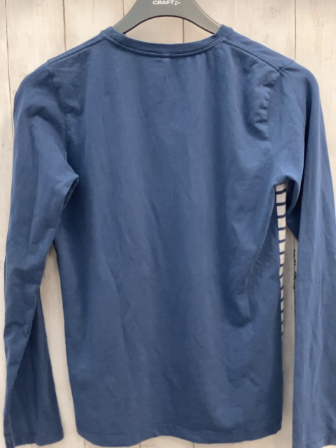   Langarmshirt  Gr. 158/164  blau + weiße Streifen + Schrift 