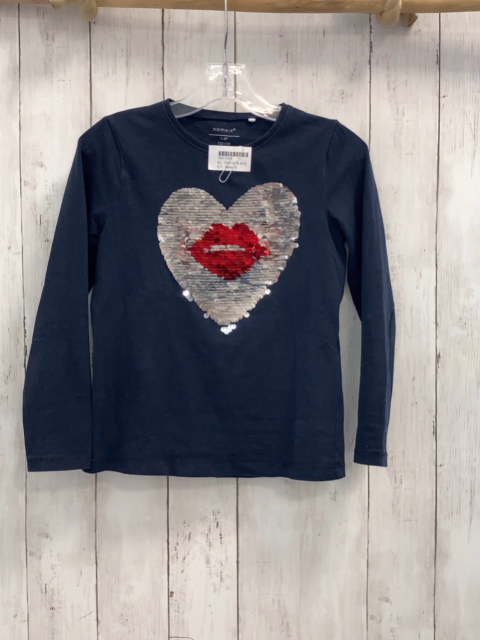 Name it  Langarmshirt  Gr. 122/128  blau Pailettenherz