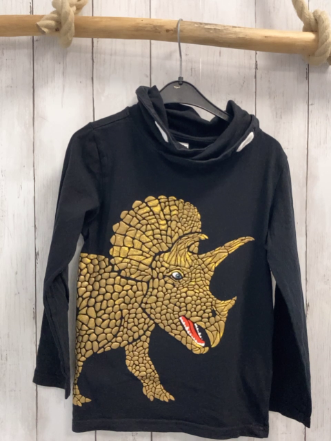 Dopodopo Langarmshirt  Gr. 122  schwarz großer Kragen goldener Dino 