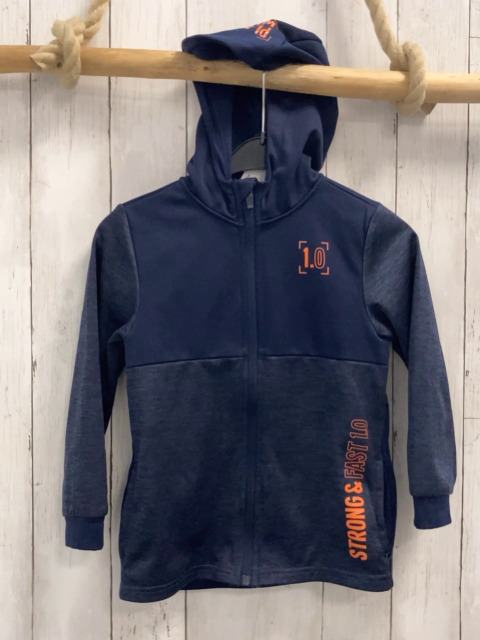   Joggingjacke  Gr. 122  blau Kapuze orange Zahl 