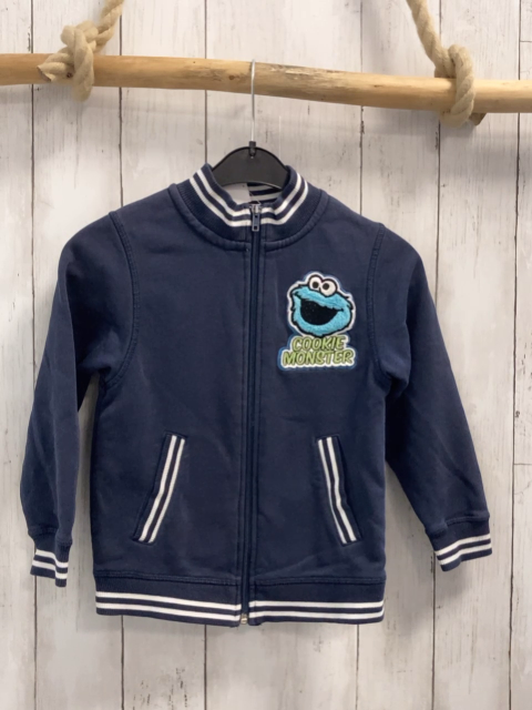 H&M  Sweatjacke  Gr. 110  blau weißer Streifenbund Krümelmonster 