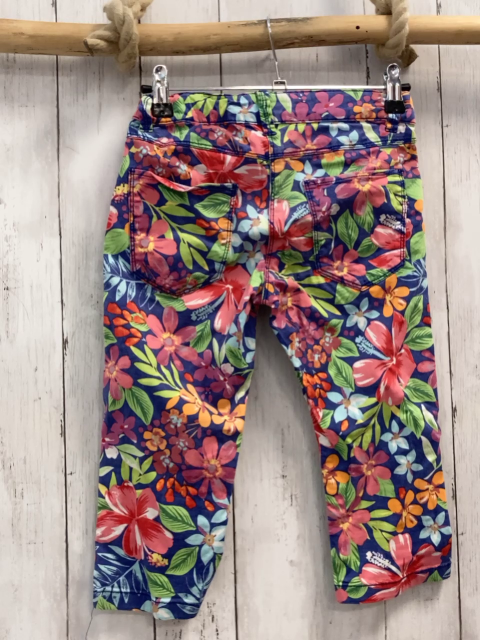 Esprit  Caprihose  Gr. 152  blau bunte Blumen Bund verstellbar 