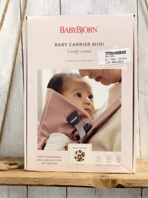 Baby Björn Babybauchtrage  bis 11kg  beige braun ocker leoprint 
