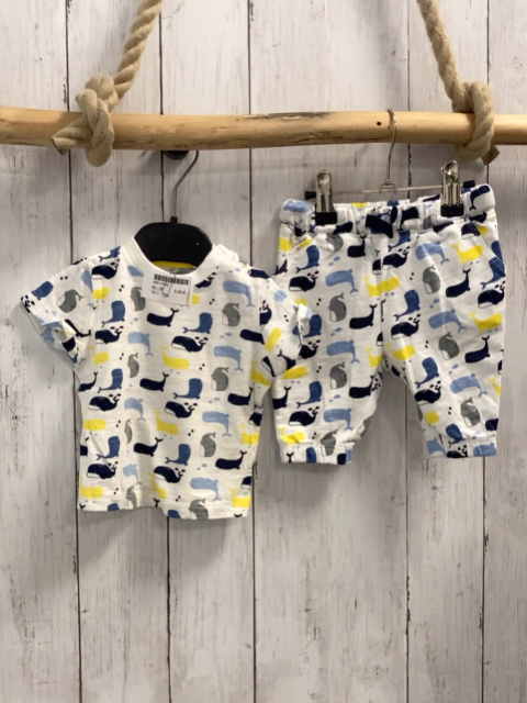 2tlg  T-Shirt + Jogginghose  Gr. 56  weiß bunte Wale 