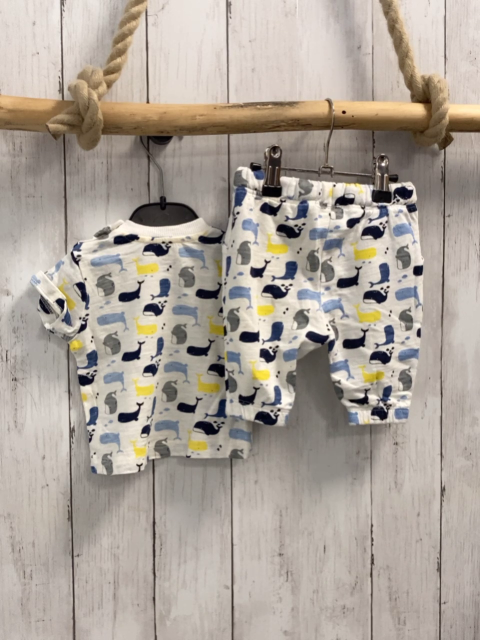 2tlg  T-Shirt + Jogginghose  Gr. 56  weiß bunte Wale 