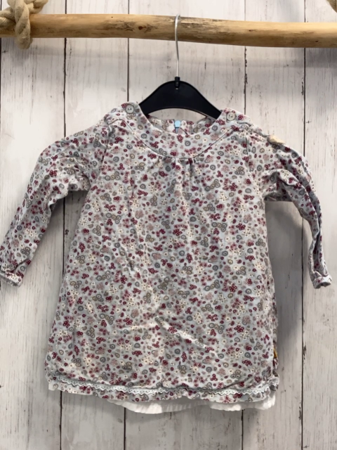 Steiff  Kleid  Gr. 80  hellgrau Blumen weißer Unterrock