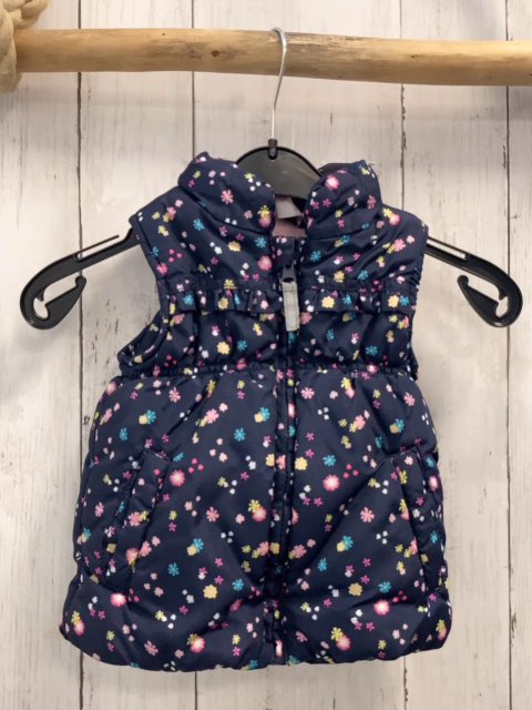   Weste  Gr. 86  blau bunte Blumen rosa Fleecefutter 