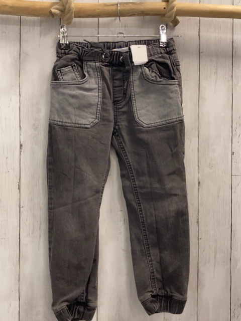   Hose  Gr. 116  grau Jeans hellgraue Taschen Gummizugbund mit Kordel 