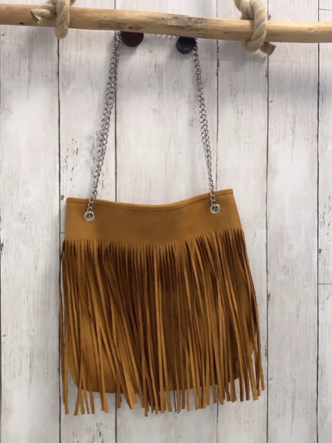  Tasche  mocca Fransen silber Kette 