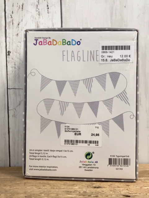 JaBaDaBaDo Stoffgirlande  weiß graue Dreiecke NP 24,95 € 