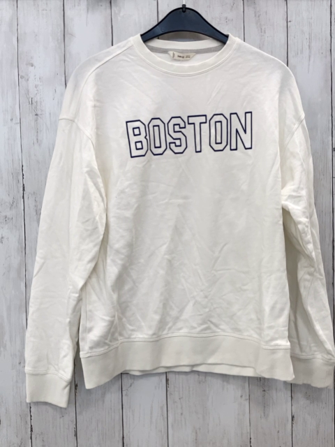 Mango  Pullover  Gr. 164  weiß Schrift Boston 