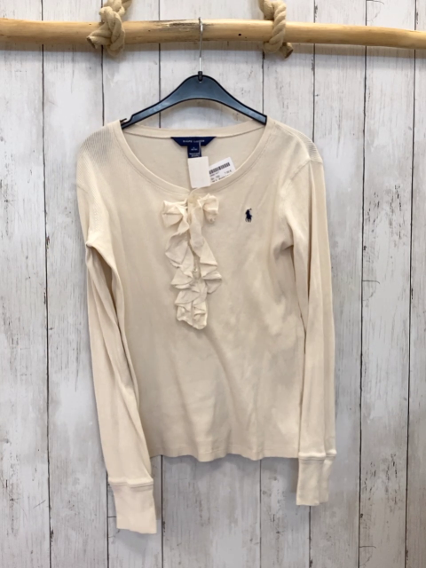 Ralph Lauren  Pullover  Gr. 152  beige Rippen Rüschen 