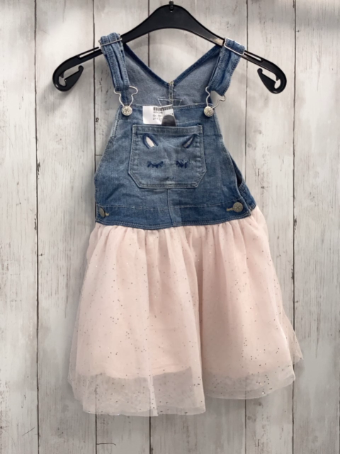 Oshkosh  Trägerrock Gr. 110  blaues Jeansoberteil mit Einhorngesicht rosa Rock mit silber Glitzerpunkten 