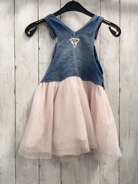 Oshkosh  Trägerrock Gr. 110  blaues Jeansoberteil mit Einhorngesicht rosa Rock mit silber Glitzerpunkten 