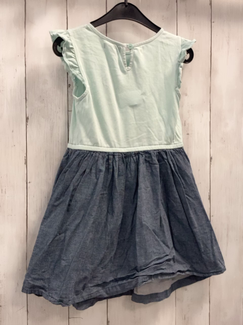 Blue Zoo  Kleid  Gr. 116  mint Oberteil Jeansrock mit gestickten Blumen Pailettentiger 