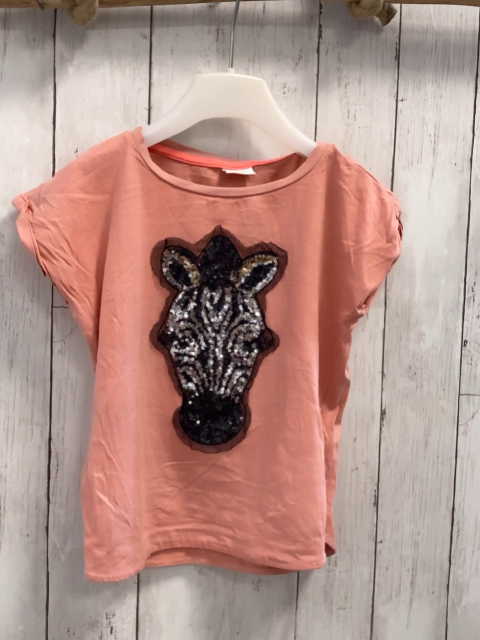 S´Oliver T-Shirt  Gr. 128  apricot Zebrakopf mit Pailetten 