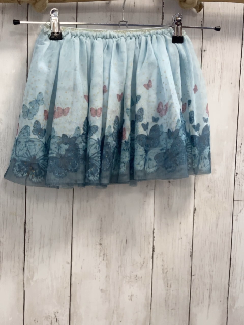 H&M  Rock Gr. 104  hellblau Netzüberrock mit Schmetterlingen goldener Glitzerund 