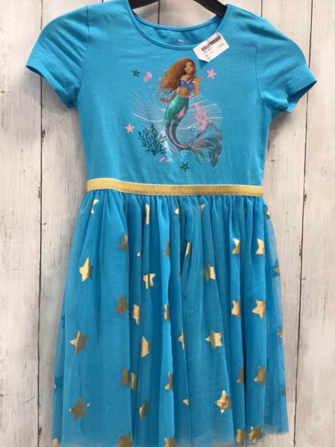   Kleid  Gr. 128   hellblau Arielle goldene glänzende Sterne 