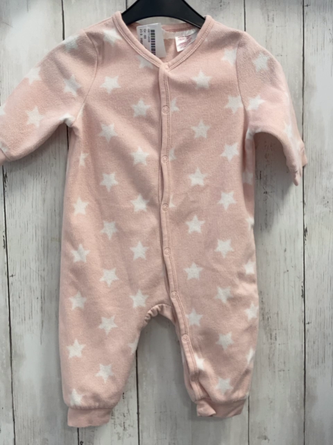 H&M  Schlafanzug  Gr. 68  rosa Fleece weiße Sterne 