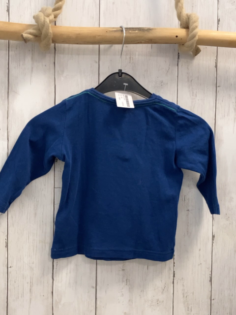 H&M  Langarmshirt  Gr. 80  blau bunte Rechtecke mit Schrift 