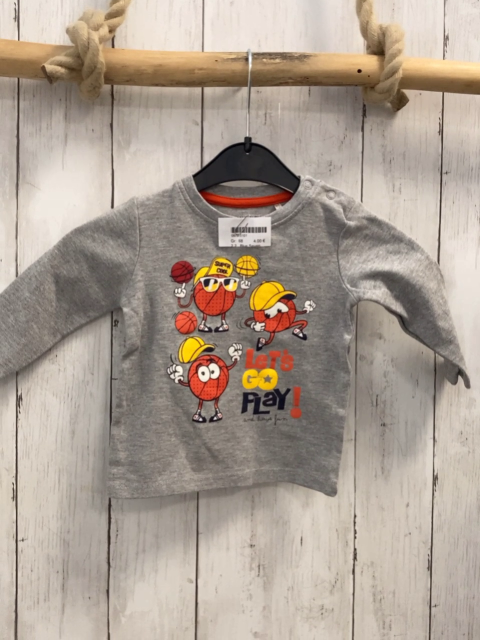 Blue Seven  Langarmshirt  Gr. 68  grau orange Figuren mit Bällten 