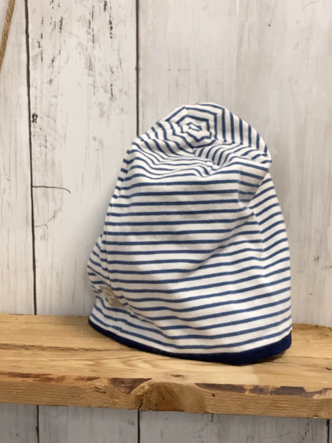 Pusblu  Mütze  Gr. 48cm  weiß blaue Streifen Affe 