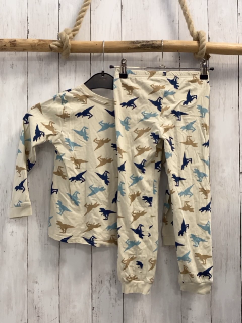 2tlg Dopodopo  Schlafanzug  Gr. 110  beige bunte Dinos 