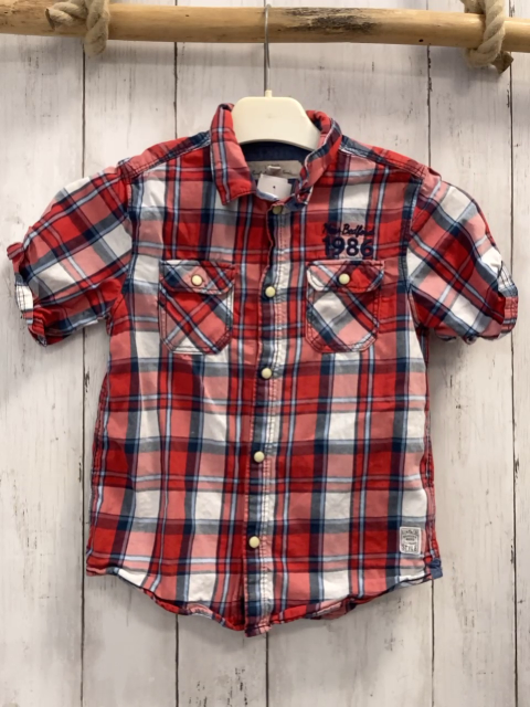 H&M  Sommerhemd  Gr. 122  rot blau hellblau weiß kariert 