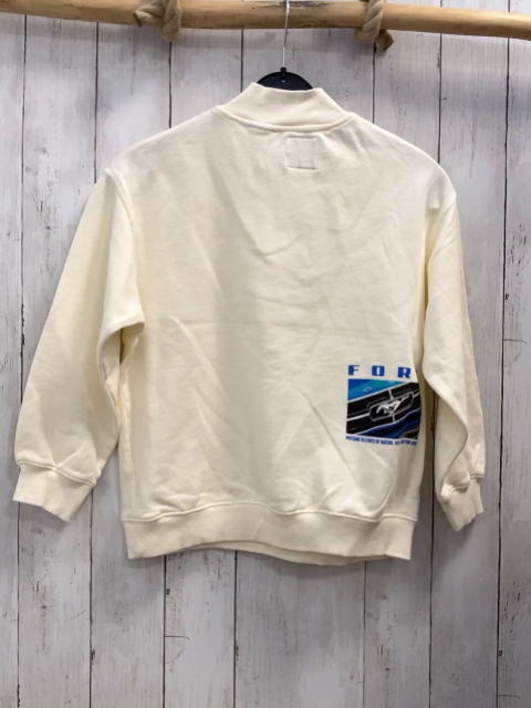 Zara  Pullover  Gr. 134  creme Reißverschluss blaue Schrift 