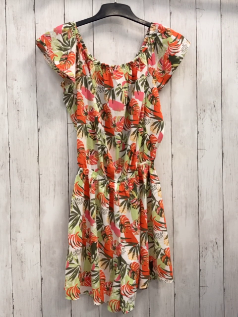 Name it  Playsuit  Gr. 164  weiß hellgrün orange rot mais Druck Blätter 