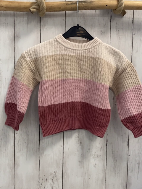Alana  Pullover  Gr. 92  weiß beige rosa altrosa Streifen Strick 